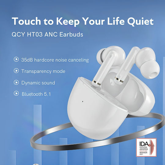 QCY HT03 In-ear Bluetooth Handsfree Earphones with Charging Case White