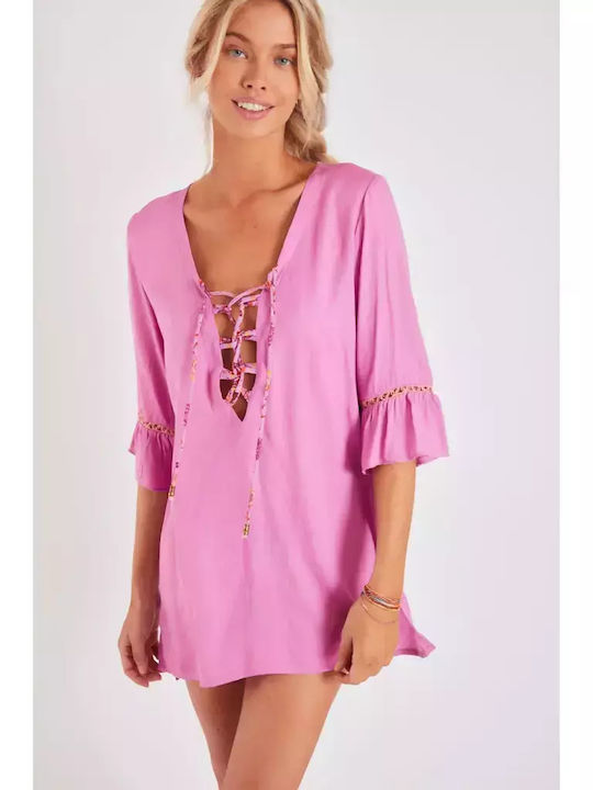 Banana Moon Feminin Scurt Caftan de Plajă Roz