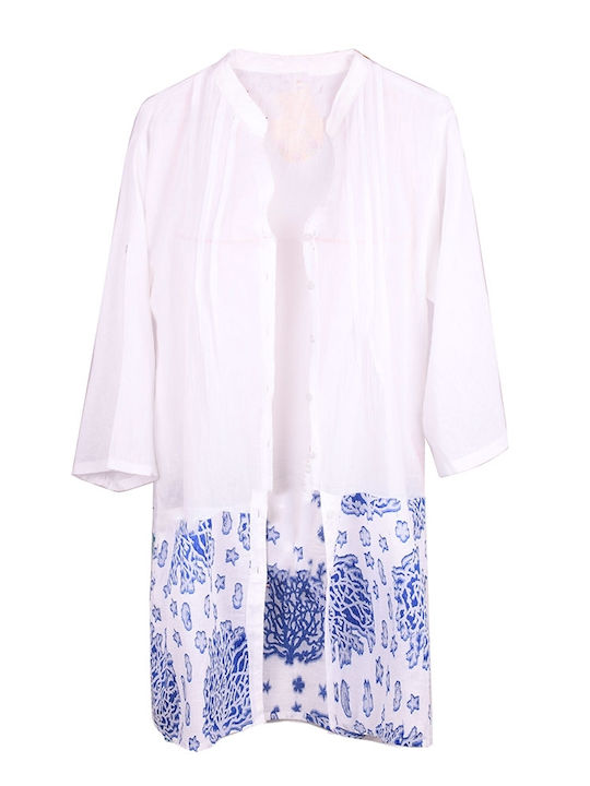 Shirt - caftan cotton short White