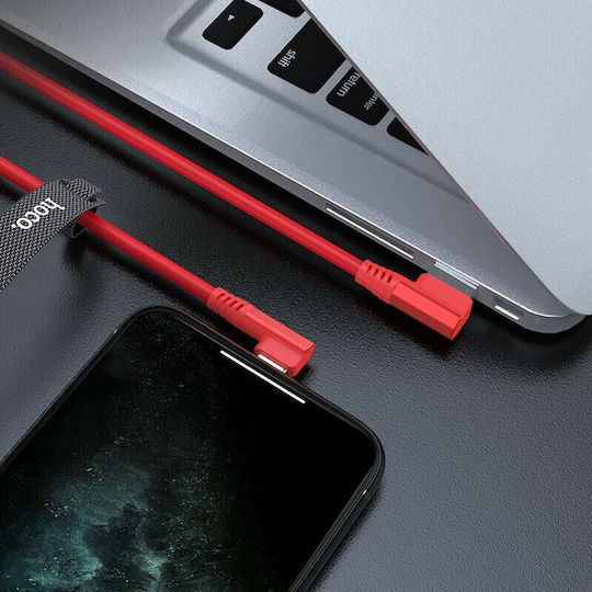 Hoco Angle (90°) USB to Lightning Cable Κόκκινο 1.2m (U83)