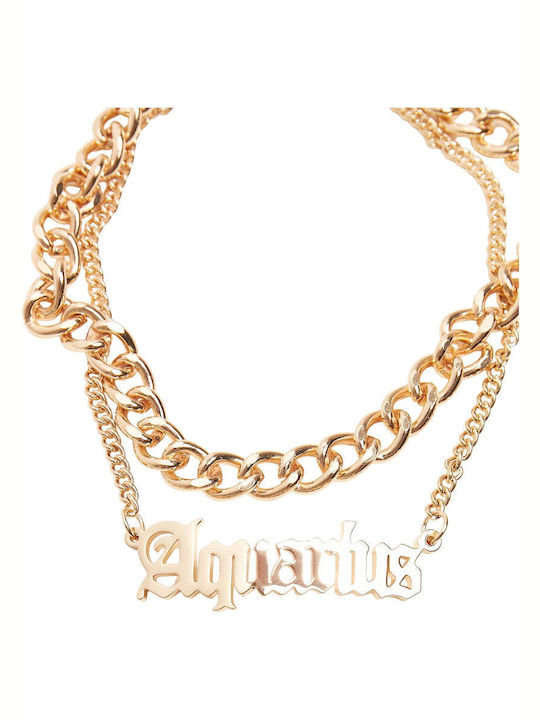 Urban Classics Bracelet Anklet Chain Aquarius made of Steel Gold Plated