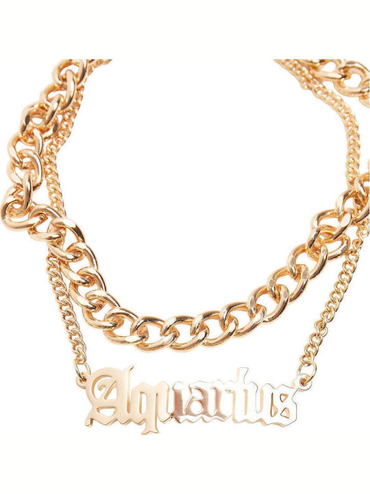 Urban Classics Επιχρυσωμένη Αλυσίδα Ποδιού Aquarius από Ανοξείδωτο Ατσάλι