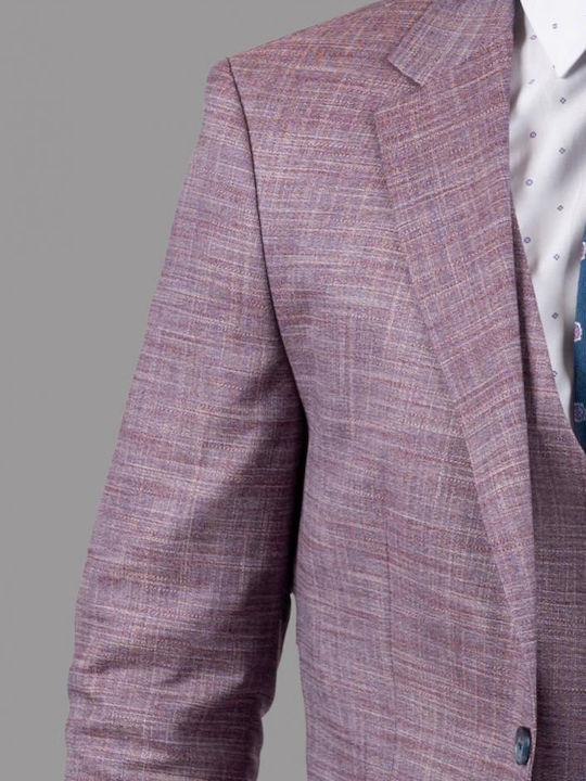 Men's Suit with Vest Slim Fit Purple