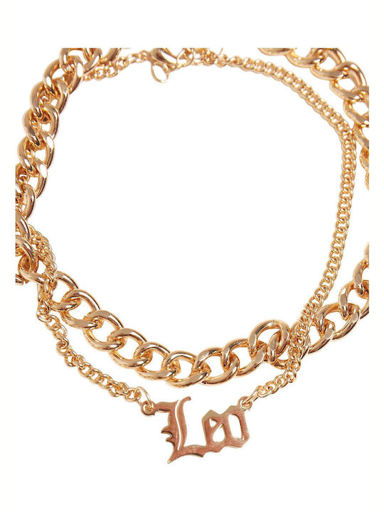 Urban Classics Bracelet Anklet Chain Leo made of Steel Gold Plated