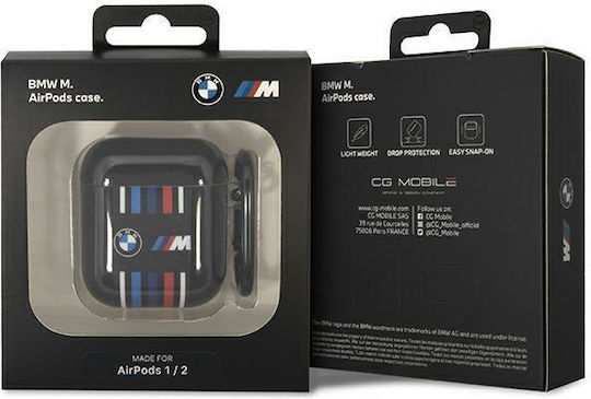 BMW Multiple Colored Lines Hülle Silikon mit Haken in Schwarz Farbe für Apple AirPods 1 / AirPods 2