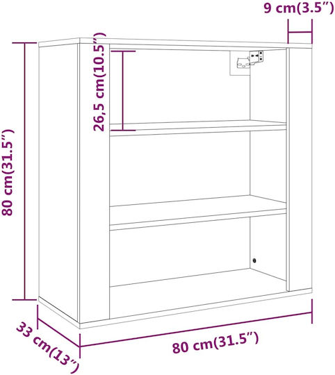 Wooden Office Cabinet White 80x33x70cm