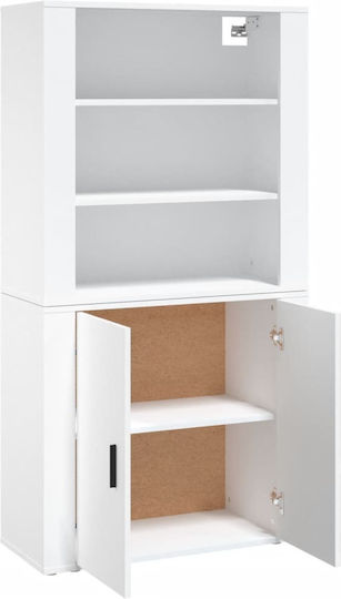 Wooden Office Cabinet White 80x33x70cm