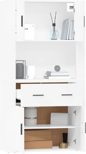 Wooden Office Cabinet White 80x33x70cm