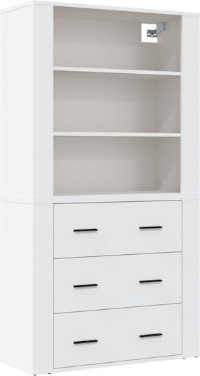 Office Storage Cabinet Wooden White 80x33x70cm