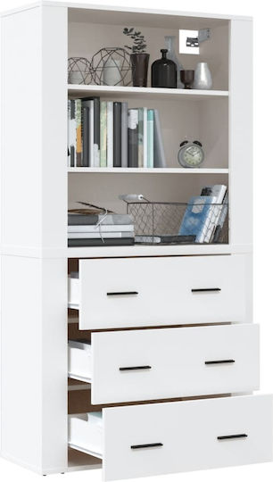 Office Storage Cabinet Wooden White 80x33x70cm