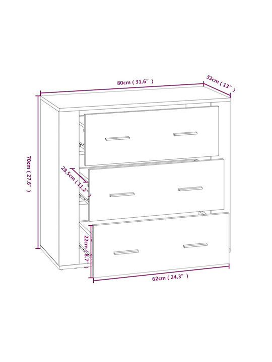 Büroaufbewahrungsschrank Aus Holz Weiß 80x33x70cm