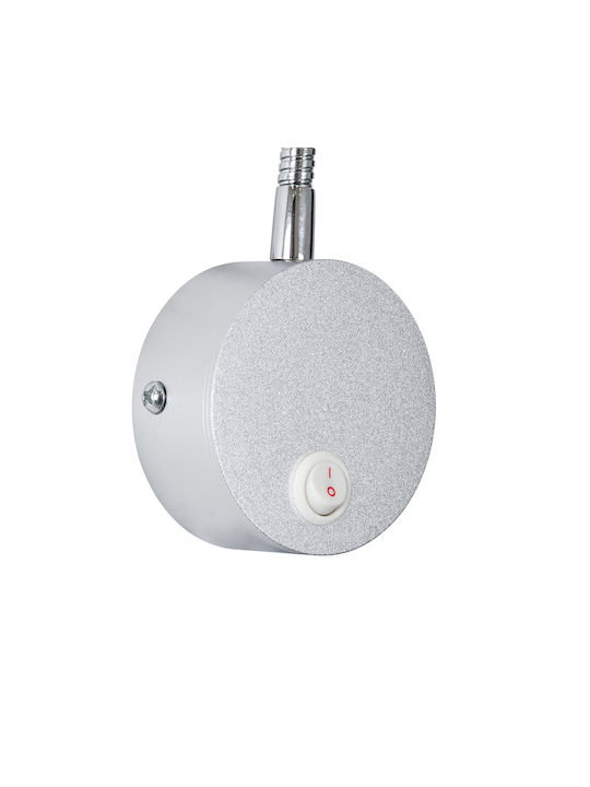 GloboStar Goose Μονό LED Φυσικό Λευκό Σποτ σε Ασημί Χρώμα