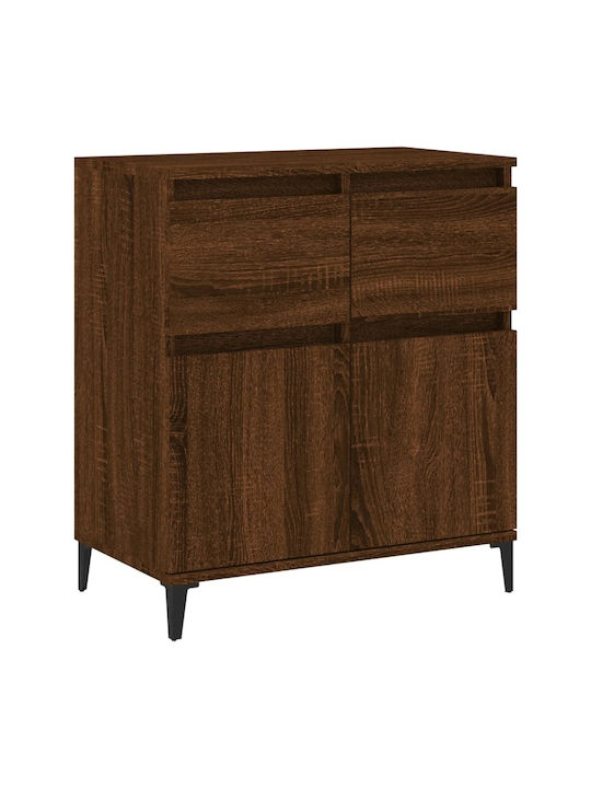 Sideboard Metal with Drawers Brown Oak 60x35x70cm