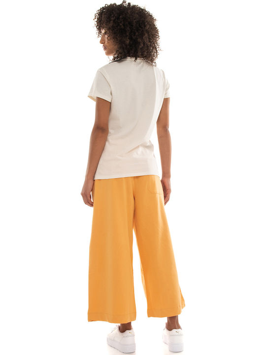 Women's Fabric Trousers in Wide Line Orange