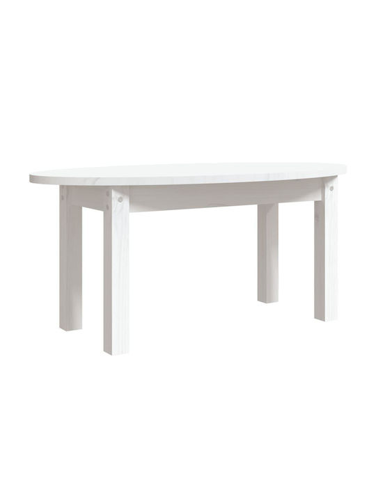 Oval Coffee Table from Solid Wood White L80xW40xH35cm.