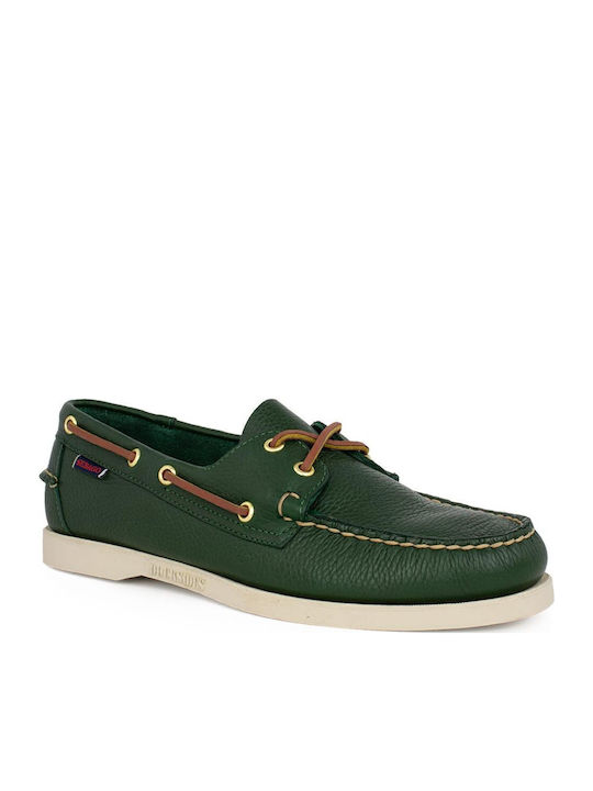 Men's Leather Boat Shoes Green 73118WW-A8Y