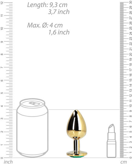Shots Ouch Metal Butt Plug Πρωκτική Σφήνα Large Gold / Emerald Green