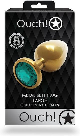 Shots Ouch Metal Butt Plug Πρωκτική Σφήνα Large Gold / Emerald Green