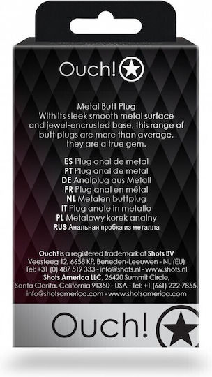 Shots Ouch Metal Butt Plug Анална тапа Medium Gold / Emerald Green