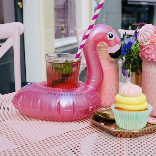 Swim Essentials Neon Panterprint Flamingo Husă umflabilă pentru băuturi Roz 17cm