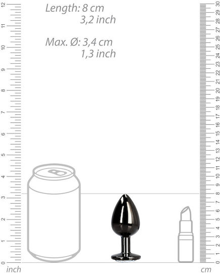 Shots Ouch Metal Butt Plug Πρωκτική Σφήνα Medium Gunmetal / Diamond