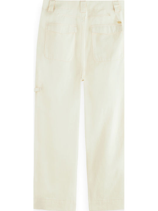 High Waist Women's Jean Trousers in Straight Line Beige