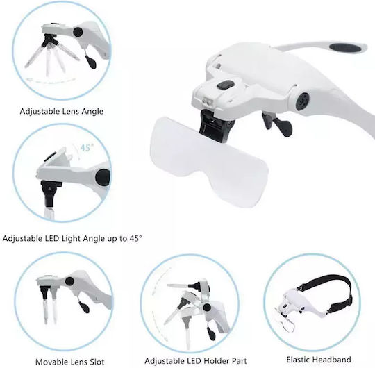Safety Glasses with Magnification and LED Light 1pcs