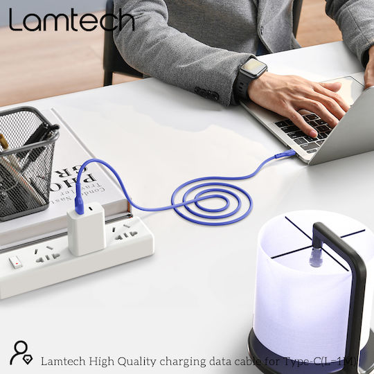 Lamtech USB 2.0 Cable USB-C male - USB-A 18W Μπλε 1m LAM446803