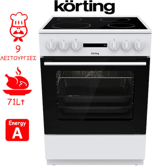 Korting Herd 71Es mit Keramikkochfeldern B60cm. White