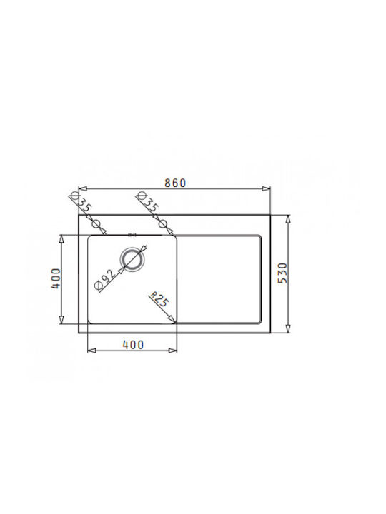 Pyramis Crystalon 1B 1D Αριστερός Ένθετος Νεροχύτης Μ86xΠ53cm White
