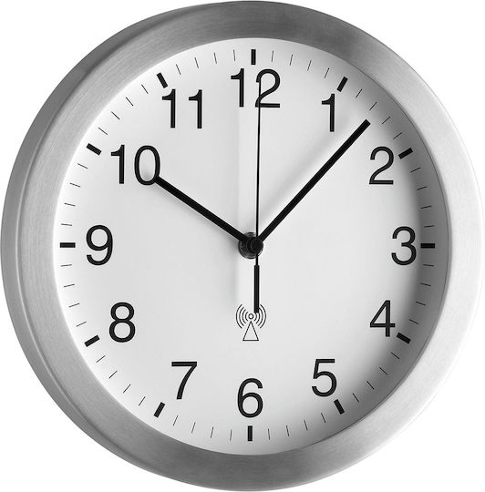 TFA Ρολόι Τοίχου Μεταλλικό Ασημί Ø25cm