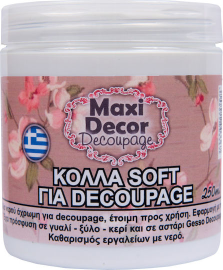 Maxi Decor Κόλλα Soft για Decoupage Κόλλα Decoupage Διάφανη 60gr 250ml