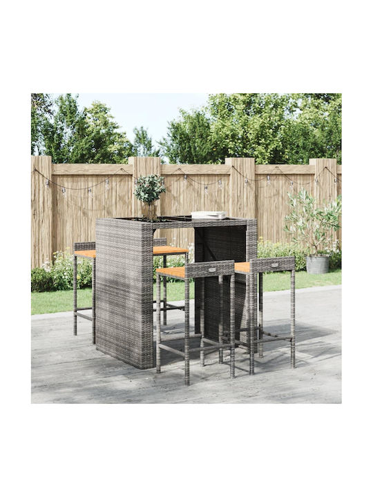 Wooden Bar Stool for Outdoor Use Gray 4 Pieces 40x44x86cm