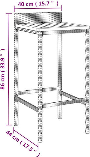 Wooden Bar Stool for Outdoor Use Gray 4 Pieces 40x44x86cm