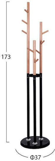 HomeMarkt Metallic Coat Rack White/ Natural Triple with Cement Base & 9 Hooks Wyatt 37x37x173cm