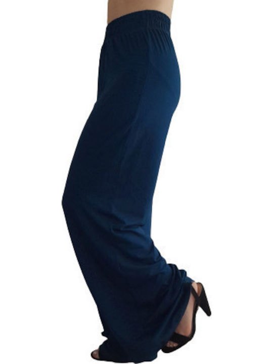 Women's Fabric Trousers with Elastic Petrol