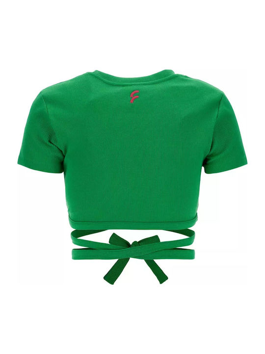 Women's Summer Crop Top Cotton Short Sleeve Green