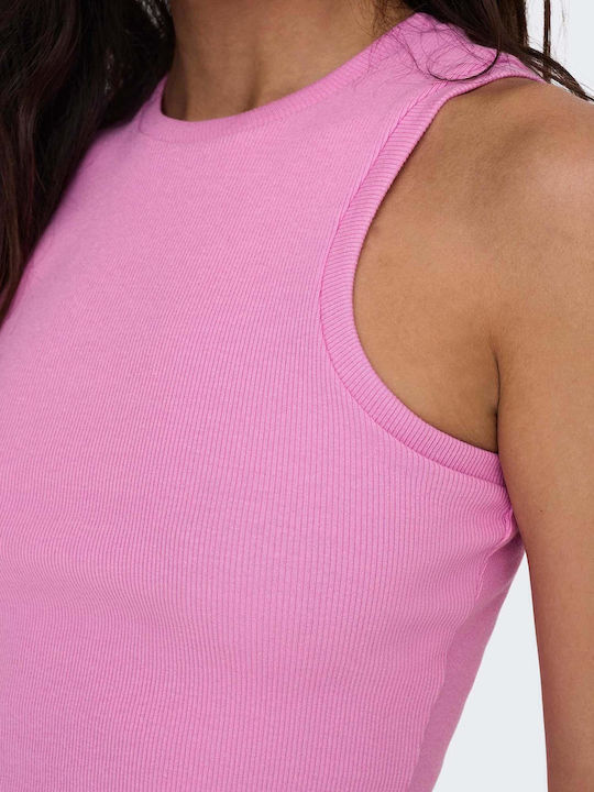 Vilma Γυναικείο Καλοκαιρινό Crop Top Βαμβακερό Αμάνικο Ροζ