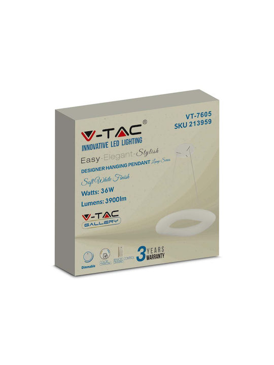 V-TAC Pendant Light White 60x200cm