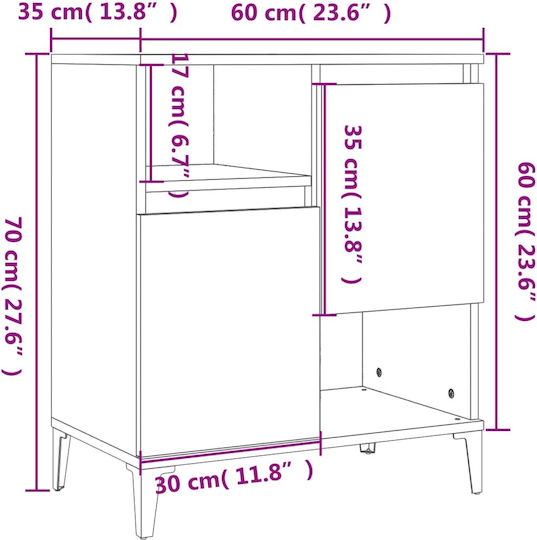 Μπουφές από Μέταλλο Γκρι 60x35x70cm