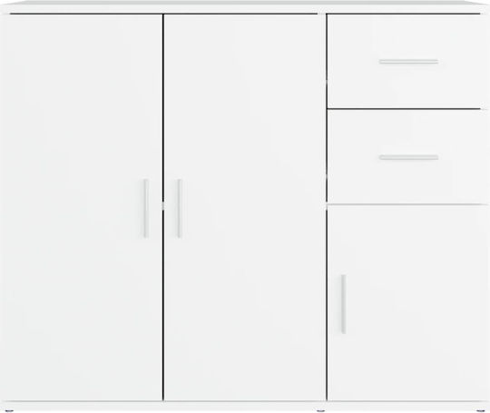 Sideboard Wooden with Drawers White 91x29.5x75cm