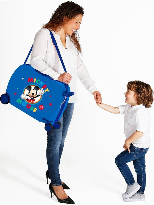 Disney Mickey Mouse Kids Cabin Hard Suitcase Blue with 4 Wheels Height 38cm