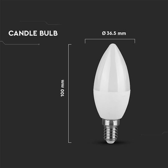 V-TAC LED Bulb 4.5W 100mm for Socket E14 and Shape C37 Natural White 470lm