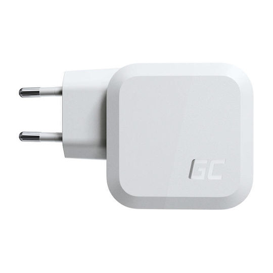 Green Cell GaN Wireless Charger with USB-A Port and 2 USB-C Output Ports 65W Power Delivery / Quick Charge 3.0 White