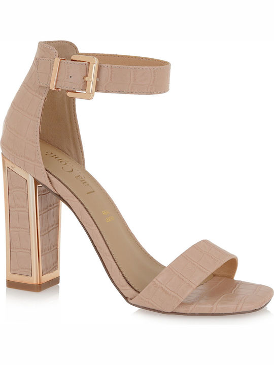 Lara Conte Madrid Women's Sandals with Ankle Strap Beige