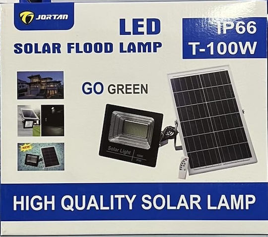 Jortan Waterproof Solar LED Flood Light 100W Cold White 6500K with Photocell and Remote Control IP66