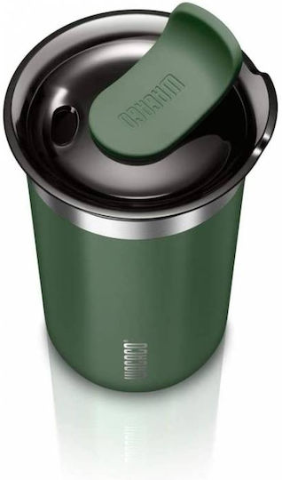 Wacaco Octaroma Grande Travel Mug Glass Thermos Stainless Steel BPA Free 435ml Pomona Green with Mouthpiece