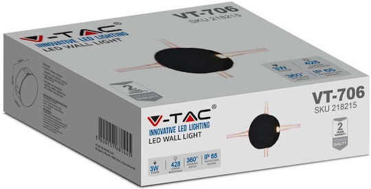 V-TAC Aplica de exterior montată pe perete LED IP65 4W cu Alb Cald Lumină