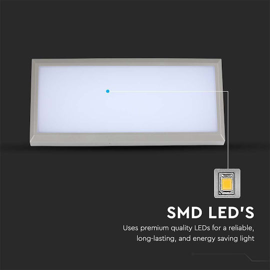 V-TAC Wall-Mounted Outdoor Ceiling Lamp LED IP65 12W with Cool White Light 26.5x12x8.1cm