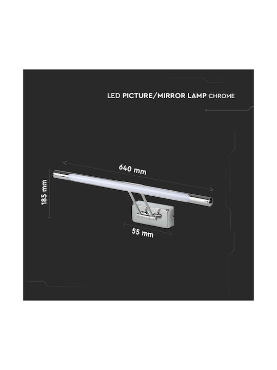 V-TAC Classic Lamp Wall with Integrated LED and Warm White Light Silver 64x18.5x5.5cm